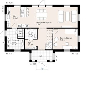 2-plans hus planlösning