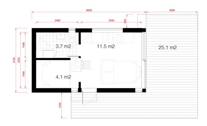 attefallshus med loft planlösning