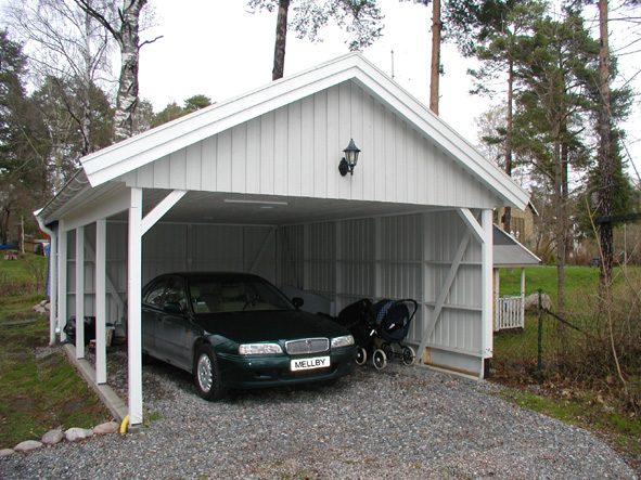 garage på plintar