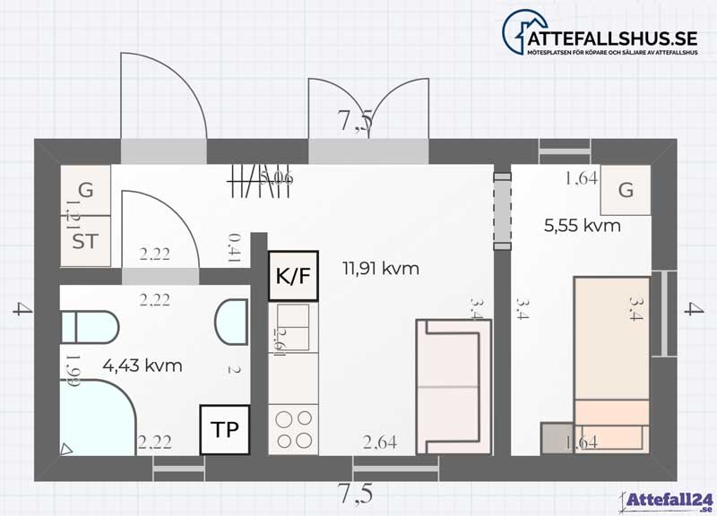 planlösning attefallshus