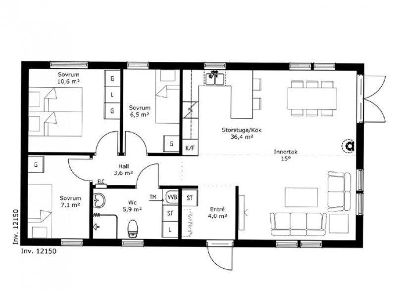planlösning hus 100 kvm