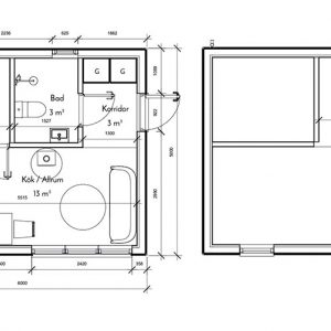 Planritning attefallshus 30 kvm