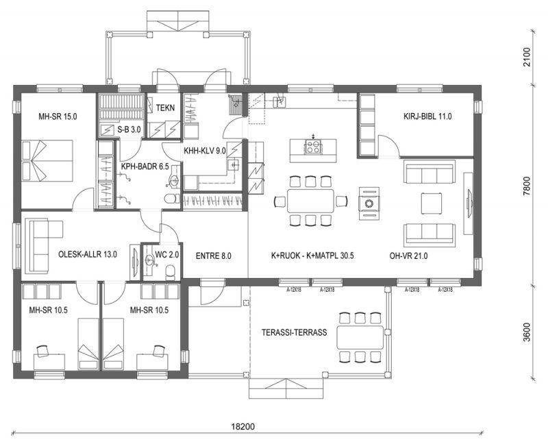 planritning hus 1 plan