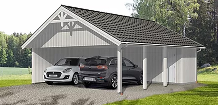 ritning carport 2 bilar