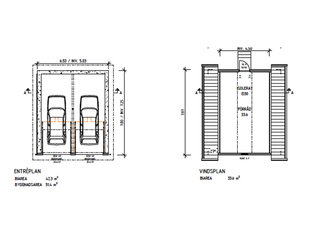 ritning dubbelgarage